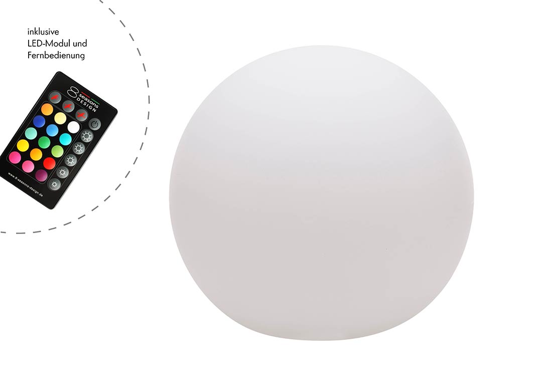 Kugelleuchte Shining Globe Ø 30 cm, Farbe weiß mit RGB LED bunt 