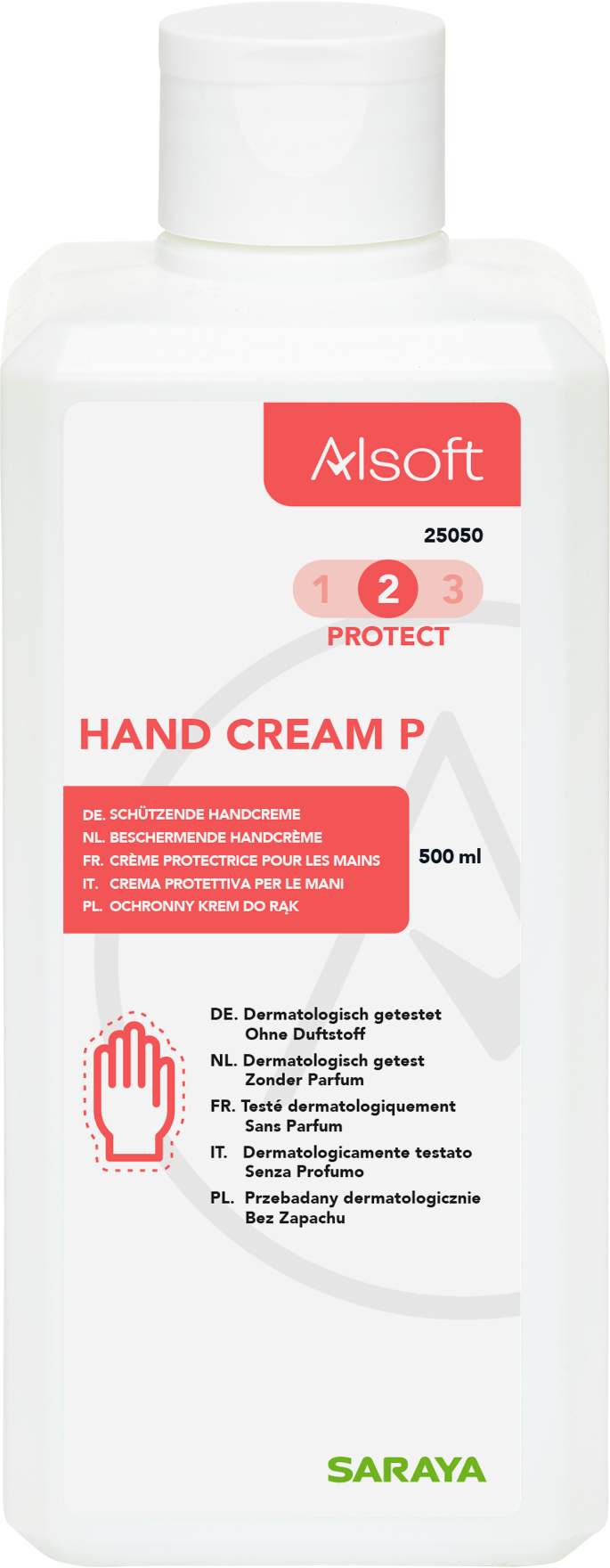 SARAYA Alsoft Handcreme P- Protect, 500ml Euroflasche 