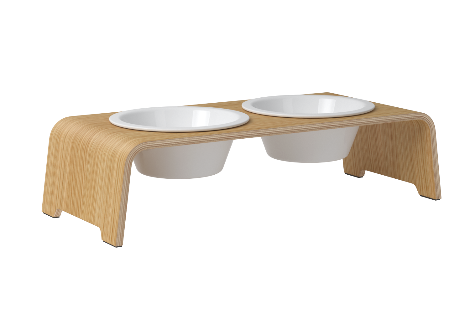 dogBar® classic M-small / Hunde-Napf / Porzellan /Eiche hell 