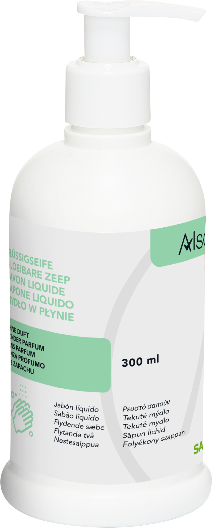 SARAYA Alsoft Flüssigseife, 12 x 300ml Rundflasche mit Pumpe